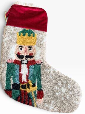 North Pole NUTCRACKER Needle Punch Stocking 20in Christmas Holiday Decor NEW